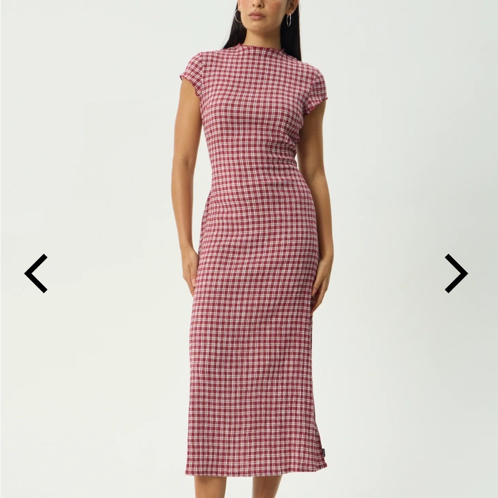 New AFENDS Seersucker hemp midi dress size large